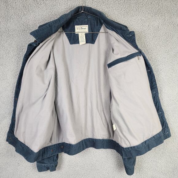 LL Bean Men's XL Regular Button Up Chore Coat Blue Corduroy Fleece Lined 0BFT9 - Picture 3 of 6